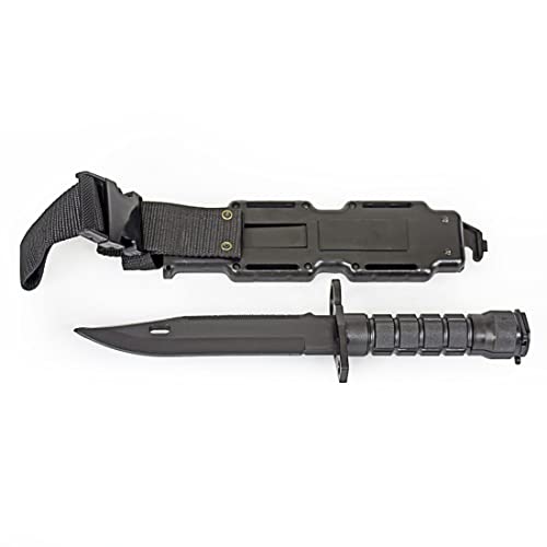 MetalTac Rubber Knife Training Airsoft with Sheath Dummy Plastic Dagger Flexible Soft Fixed Blade for Prop Halloween Martial Arts Pretend Play Cosplay Costume 11.75 inch