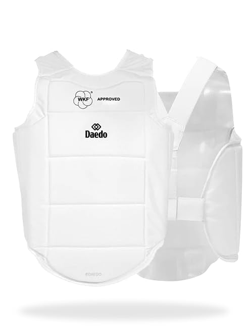 Daedo Chest Protector WKF Approved – Martial Arts Body Shield for Karate Taekwondo – Padded Sparring Training Gear - size: Small