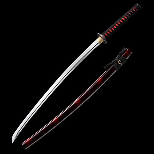 Traditional Heat/Clay Tempered Hand Forged Katana Sword | Real 1060/1095 T10 High Carbon Steel Sharp Full Tang Katanas | Practical Authentic Japanese Samurai Swords - color: Sun Flowers