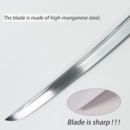 Tactical Katana Sword | 1060 High Carbon Steel Heat-Treated Full Tang Blade | TPR Shock-Absorption Handle | Sharp Blade Real Sword for Collection