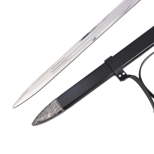 Medieval White Wolf Silver Steel Sword Metal Two Handed Replica 41inch Suitable for Cosplay LARP Costumes Halloween Props - style: Steel Sword