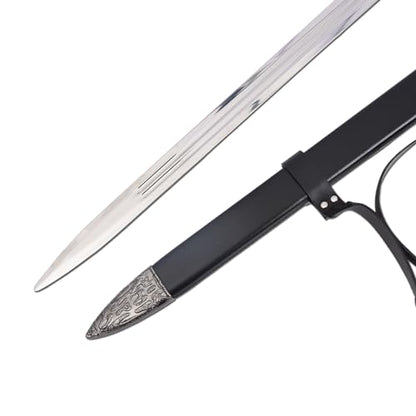 Medieval White Wolf Silver Steel Sword Metal Two Handed Replica 41inch Suitable for Cosplay LARP Costumes Halloween Props - style: Steel Sword