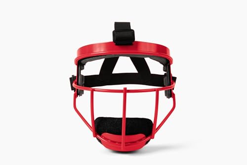 Defender Fielder’s Wire Mask - High-Impact Steel Infielder Face Guard for Softball & Baseball - Adult & Youth Sizes - Lightweight, Maximum Visibility & Secure Fit - color: Scarlet, size: Youth