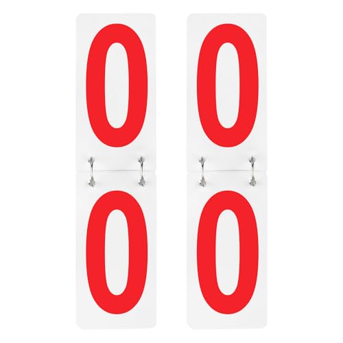 TOPTIE 2 Sets Score Keeper 0-9 Double Sides Flip Scoreboard Numbers - color: Red, size: 4 x 7 Inch