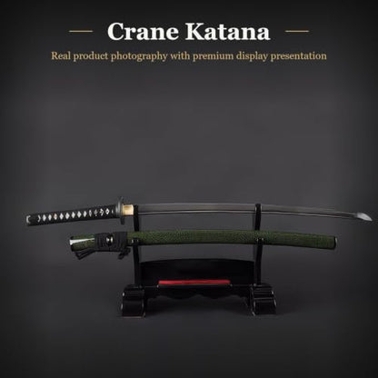 1045 Katana, Hand Forged Full Tang Japanese Sword | Classic Tsuba Series - color: Gold Crane 717H