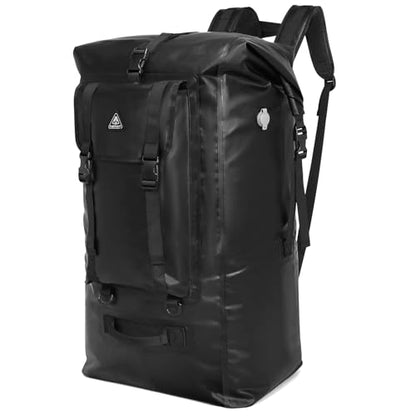 Haimont Large Waterproof Roll Top Dry Backpack 100L, Black - color: Black, size: 100L
