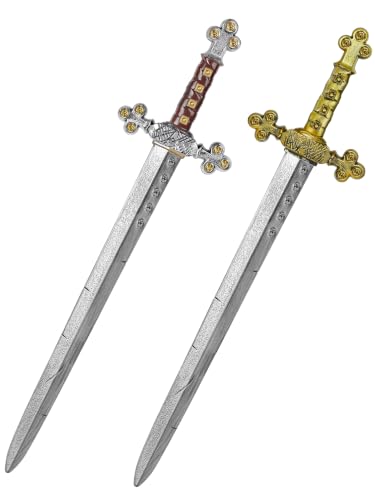 Crusader Knight Toy Sword,27.5" Plastics Sword Medieval Warrior Costume Accessories for Halloween Cosplay LARP,Props - color: Rosette and Gold Rosette