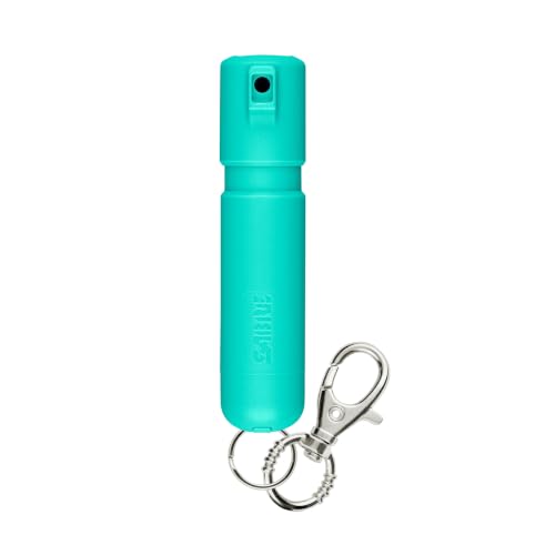 SABRE Mighty Discreet Pepper Spray with Snap-Clip Keychain - Pocket Size for Running, Walking, Keys & Travel, Fits in Small Bags & Purses, Max Strength Self Defense, UV Dye, 12 ft Range, 0.18 fl oz - color: Mint