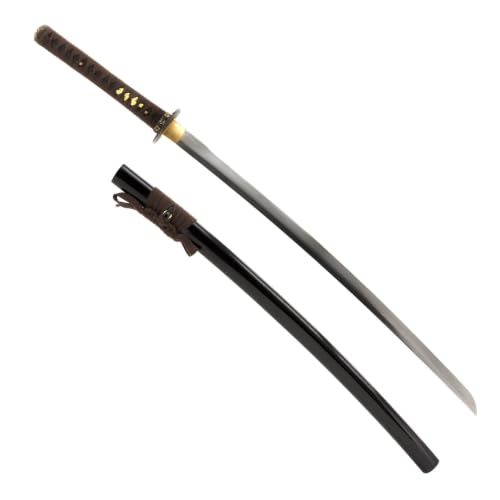 Katana Samurai Sword, 1045 Carbon Steel, Hand Forged, Full Tang - color: Tubulent Ocean Pattern Tsuba