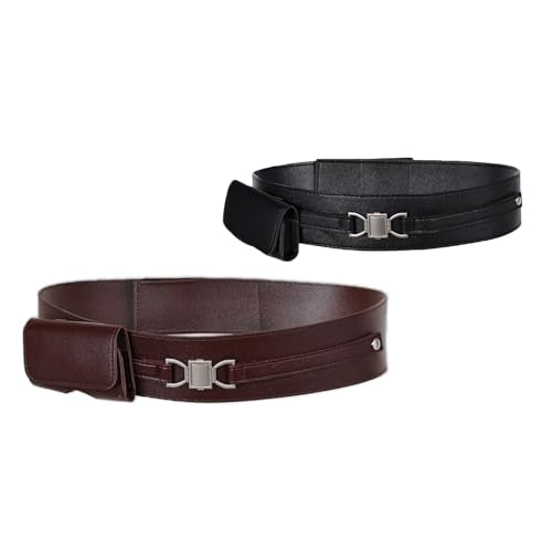 Medieval Knight Leather Belt Costume Halloween Renaissance Belts Waist Bag - color: Black, size: Small