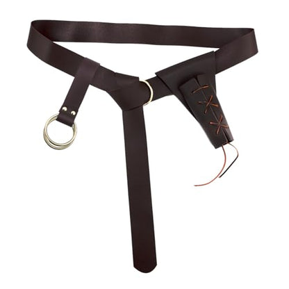 3 Packs Medieval Leather Belt Sword Dagger Frog Renaissance Belt Sword Holster for Halloween Knight Pirate Costume - color: Coffee