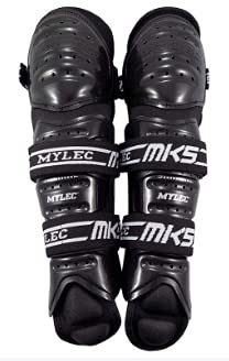 MyLec MK5 Street/DEK Shin Pad, Lightweight & Durable Hockey Accessories, 360° Straps, Hard Front Shells, Breathable Material, Metatarsal Padding Ice Hockey Shin Guards, Foam Rubber - color: Black, size: 9"