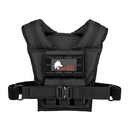 WOLF TACTICAL Weighted Training Vest - Weighted Vest Men Strength Training Weight Vests Workout Vest Weight Vest for Men - color: Black, size: 25 LB