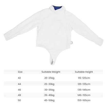 Fencing Jacket for Foil Epee Saber Youth Fencing Sport Uniform for Training Anti Puncture Thickened CE350N - size: 50