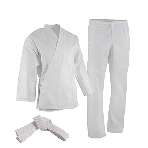 TMA NEW White Karate Uniform, Gi 5 oz Adult Kids w/White belt Tae Kwon Do - size: 6