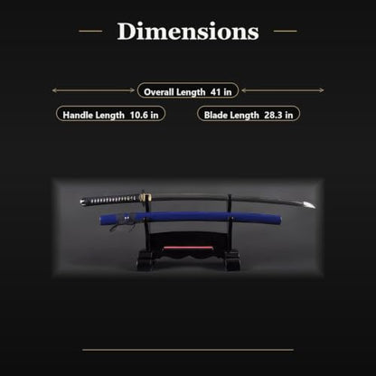 1045 Katana, Hand Forged Full Tang Japanese Sword | Classic Tsuba Series - color: Blue,White