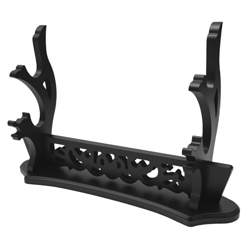 Saihisday 2-Tier Velvet Padded Sword Stand, Decorative Black Katana Holder Display, Ideal for Cosplay and Collectible Weapons 15 inch - size: 2-Tier