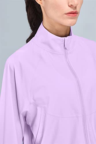 altiland Women's UPF 50+ Athletic Running Track Zip Up Cropped Jackets - color: Orchid Purple, size: X-Small