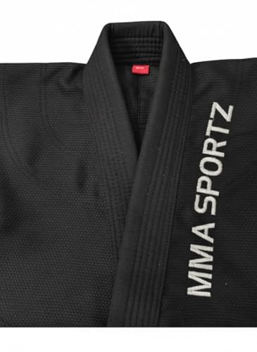 Jiu Jitsu Gi for Kids & Teens – Lightweight Martial Arts Training Suit | 100% Cotton-Poly Blend | Free White Belt - color: Black, size: M-1