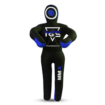 MMA Grappling Dummy Brazilian JIU Jitsu BJJ Punching Bag for Self Defense Wrestling Judo Karate Boxing Throwing Submission Standing Position - UNFILLED - color: Black Blue, size: 5FT / 59"