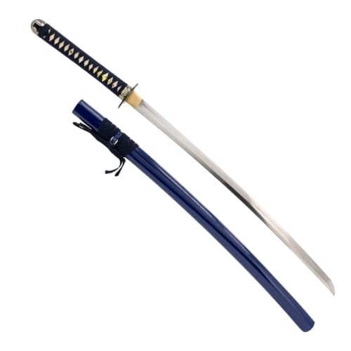 1045 Katana, Hand Forged Full Tang Japanese Sword | Classic Tsuba Series - color: Blue,White