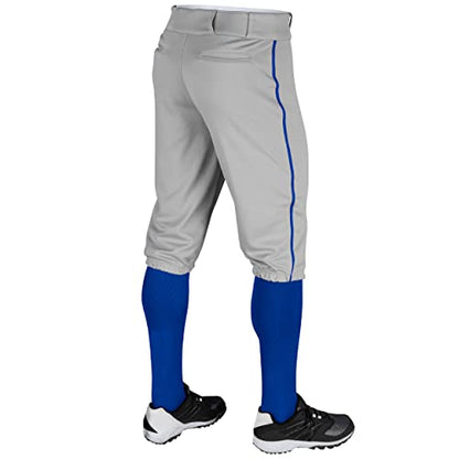 CHAMPRO Boy's Triple Crown Baseball Pant Knickers with Braid - color: Grey, Royal Pipe, size: Medium
