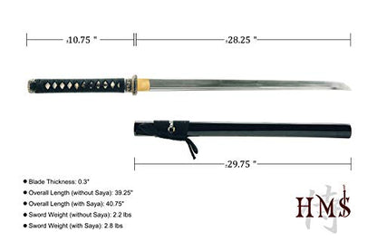 Katana Samurai Sword, 1045 Carbon Steel, Hand Forged, Full Tang - color: Katana Waves