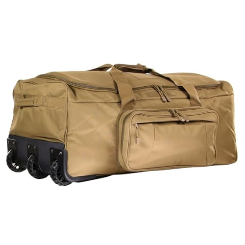 120L Travel Duffle Bag With Wheels Expandable Rolling Travel Bag for Men - color: Tan