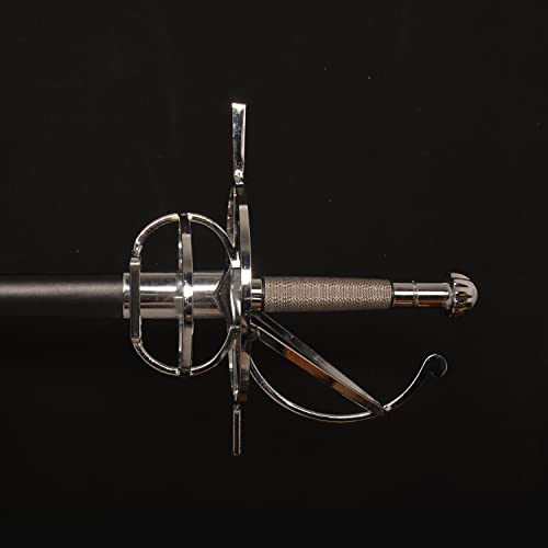 43.5" Unsharpened Renaissance Rapier Sword, Swept Hilt Stainless Steel Fencing Sword with Black Scabbard for LARP, Cosplay, Collection & Costume Display - style: Style 3