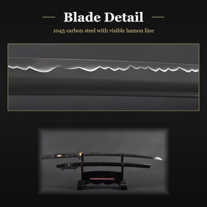Katana Samurai Sword, 1045 Carbon Steel, Hand Forged, Full Tang - color: Empire Wheel