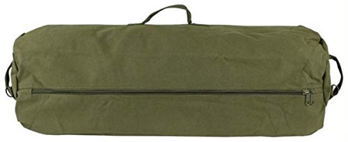 Farm Blue GI Style Zipper Duffel Bag OD - L Heavy Duty Army Duffel Bags - Military Grade Cotton Canvas Dufflebag - Reinforced Camping Bag - Strong Zipper & Center Grab Handle - 21" x 36" - Olive Drab - color: OD Green, size: Large