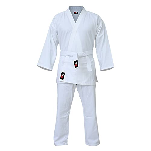 G4 Karate Suit GI Aikido Training Adult Student Uniform Set Free Belt Black White - color: White, size: 0/130cm