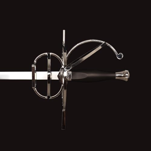 43.5" Unsharpened Renaissance Rapier Sword, Swept Hilt Stainless Steel Fencing Sword with Black Scabbard for LARP, Cosplay, Collection & Costume Display - style: Style 2