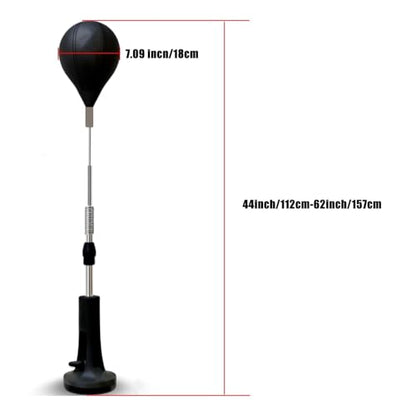 Adjustable Height Black Reflex Punching Ball Set with Boxing Gloves, Freestanding Speed Boxing Trainer for Adults Kids, Indoor Outdoor Stress Relief Punching Bag