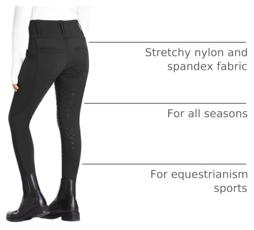 FitsT4 Sports Girls Riding Pants Full Seat High Waist Equestrian Breeches - color: Black, size: X-Small