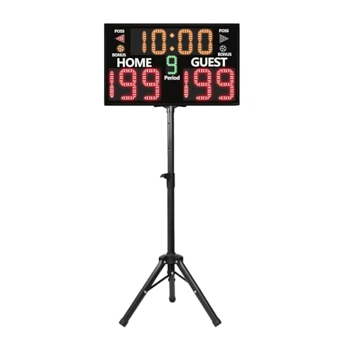 LUCKY TIME Electronic Basketball Scoreboard with Buzzer, Digital Scoreboard with Remote,Portable Score Keeper Battery Powered Score Board for Sports Games - style: 23" Large + Tripod | Battery Included