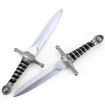 15" PU Fake Foam Sword Toys for Kids Boys, Fake Foam Dagger Knife Toy - color: Silver 2 Pcs