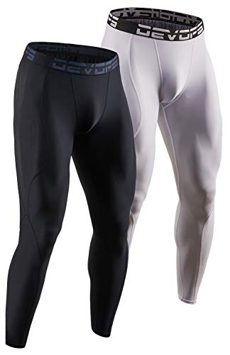 DEVOPS 2-3 Pack Men's Compression Pants Leggings Tights Pocket/Non-Pocket - color: 1# (Basic) - Black / White, size: X-Large