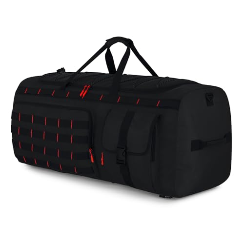 Gonex 90L Large Duffel Bag, Convertible Travel Sports Duffle - color: Black with Red Accents, size: 90L