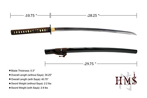 Katana Samurai Sword, 1045 Carbon Steel, Hand Forged, Full Tang - color: Katana 842