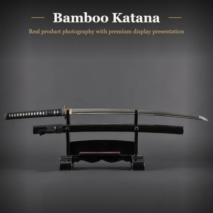 1045 Katana, Hand Forged Full Tang Japanese Sword | Classic Tsuba Series - color: Bamboo