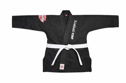 Jiu Jitsu Gi for Kids & Teens – Lightweight Martial Arts Training Suit | 100% Cotton-Poly Blend | Free White Belt - color: Black, size: M-0