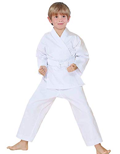 Karate Uniform with Free Belt , White Karate Gi for Kids & Adult Size 000-6 - size: Size 4/170CM (5'5"-5'9")