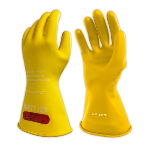 MAGID Rubber Insulating Electrical Safety Gloves, Class 0 ASTM Compliant - color: Yellow, size: Size 10 | Cuff Length - 11", style: 1 Pair