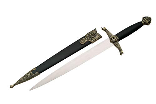 SZCO Supplies 15.5" Medieval Dagger Replica - Lancelot Style Dagger with Scabbard, Stainless Steel Spear-Point Blade, Perfect for Collectors, Cosplay, and Renaissance Events