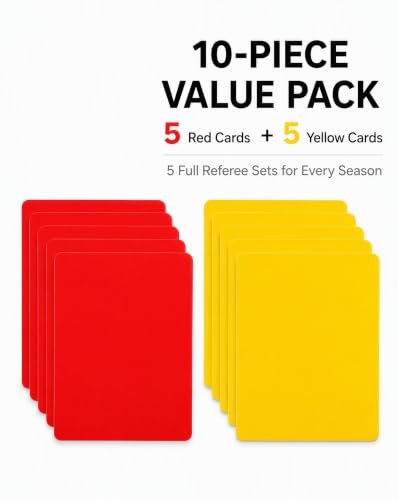 Toyvian 10pcs Professional Referee Cards - 5 Red & 5 Yellow Soccer Penalty Cards, Official Football Referee Cards for Match - color: 10 pcs Card