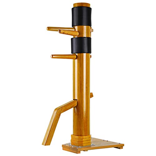 Wing Chun Dummy Adjustable Height Mook Yan Jong IP Man Training Target (Wood, Red, Silver)
