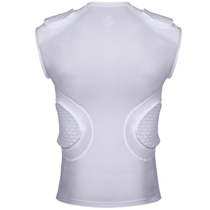 TUOY Adult Rib Chest Protector, New Version - Padded 5 Pads Baseball Football Lacrosse Rib Heart Sternum Guard - color: White, size: X-Large