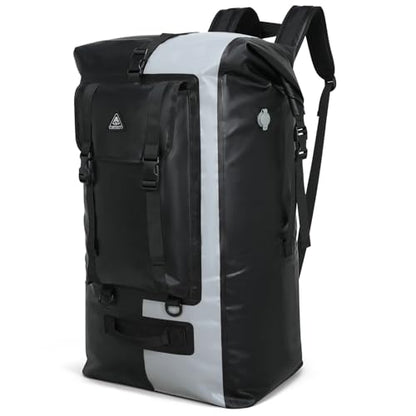 Haimont Large Waterproof Roll Top Dry Backpack 100L, Black/Grey - color: Black/Grey, size: 100L