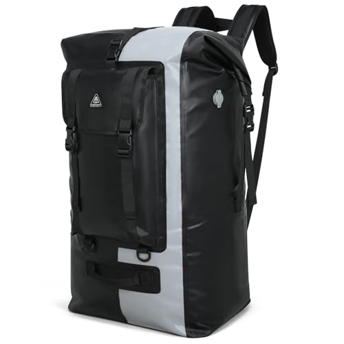 Haimont Large Waterproof Roll Top Dry Backpack 100L, Black/Grey - color: Black/Grey, size: 100L